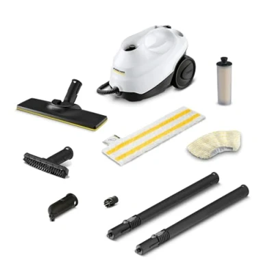 Image of Kärcher SC 3 EasyFix Steam Cleaner, 1900W, 3.5 bar, 1L, 75m², Heats in 30s, Includes Floor Cleaning Kit, Descaling Cartridge, Nozzles, White