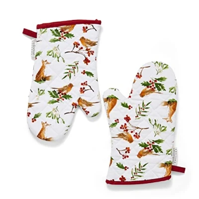 Image of Cooksmart British Designed Christmas Gauntlet Oven Gloves Festive For All Type of Kitchens Mitts Men &amp; Women A Winters Tale