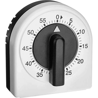 Image of TFA Dostmann Analogue Kitchen Timer, 38.1041, Egg Clock, adjustable up to 60 min, mechanical, without Batteries, Black White