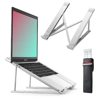 Image of BHHB Laptop Stand, Notebook Stand 6 Levels Height Adjustable, Foldable and Ventilated Aluminium Compatible with MacBook, iPad More 9 17 Inch Laptops