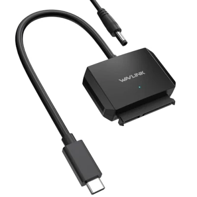 Image of WAVLINK SATA to USB C Adapter Cable, 3.0 III 5 Gbps Converter/Connector for 3.5&quot; HDD &amp; 2.5&quot; HDD/SSD with 12V2A Power Adapter, Max 18TB, UASP, TRIM, S.M.A.R.T, Auto sleep Mode