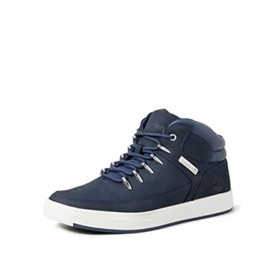 Image of Timberland Men&#039;s Davis Square Hiker Hiking Boots, Navy Nubuck, 8 UK