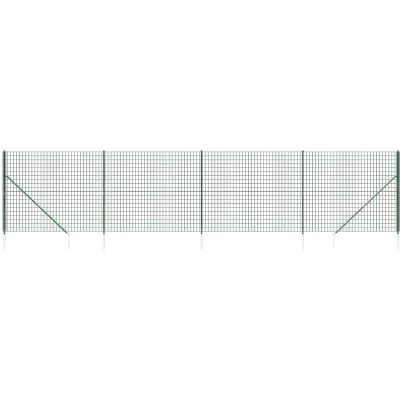 Image of vidaXL Wire Mesh Fence with Spike Anchors Green 1.4x10 m