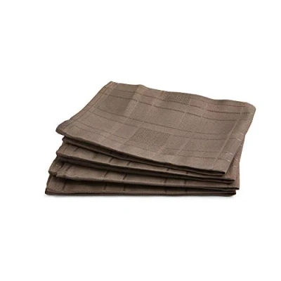 Image of Emma Barclay Chequers Jacquard Napkins in Chocolate 17x17 (43x43cm)