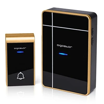 Image of Aigostar Wireless Doorbell, IP44 Waterproof Cordless Door Chime Kit with 1 Receiver, 36 Chime, 3 Level Volume, 150m Range, Doorbell for Apartment, Home, Office and Hotel, Black&amp;White