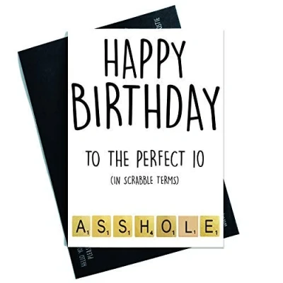 Image of Funny Birthday Cards Happy Greeting Husband Boyfriend Perfect 10 Asshole Banter Humour PC552
