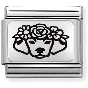 Image of Nomination Classic Silver Dog Flowers &amp; Nature Charms