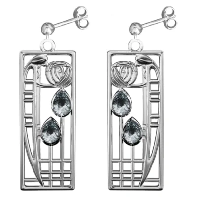 Image of CHARLES RENNIE MACKINTOSH Silver Earrings Lover. Jewellery gift box included. 393