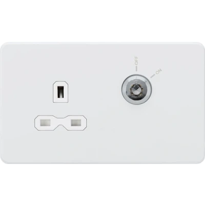 Image of KnightsBridge 13A 1G DP Lockable socket Matt white with insert