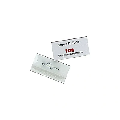 Image of Durable 860619 Name Badge with Curved Pin and Covered Tip Plastic 30 x 60 mm Pack of 10 Transparent