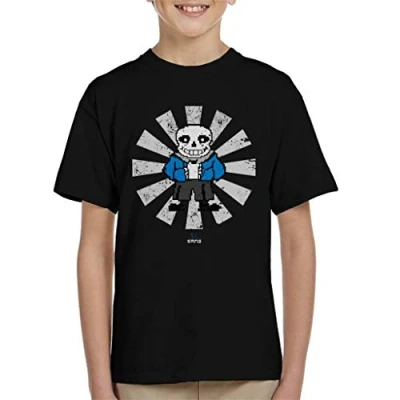 Image of Cloud City 7 Sans Retro Japanese Undertale Kid&#039;s T Shirt Black