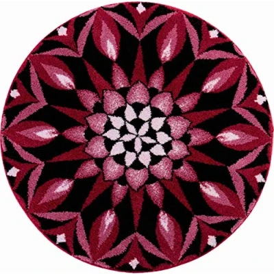Image of Grund Bath Mat, Ultra Soft and Absorbent, Anti Slip, 5 Years Warranty, SPUR OF THE MOMENT, Mandala 100 cm Round, Bordeaux