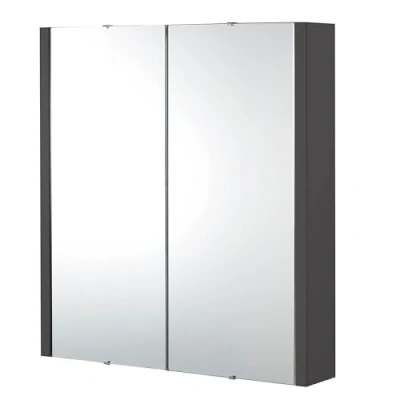 Image of Balterley Bianca Wall Hung 2 Soft Close Door Mirror Cabinet 600mm Gloss Grey