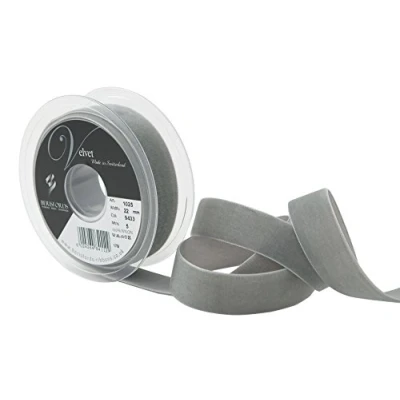 Image of Berisfords Velvet Ribbon, Grey, 10.2 x 3 cm