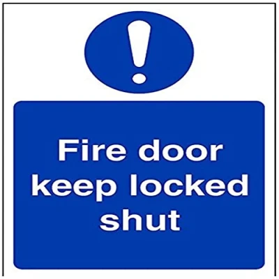 Image of V Safety Fire Door Keep Locked Shut Sign Portrait 150mm x 200mm 1mm Rigid Plastic