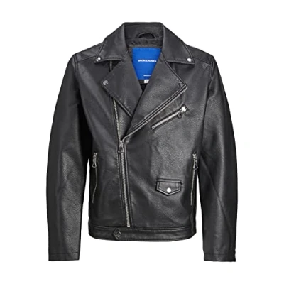 Image of JACK &amp; JONES Men&#039;s JORFLORES BIKER JACKET Bikerjacke, black, L
