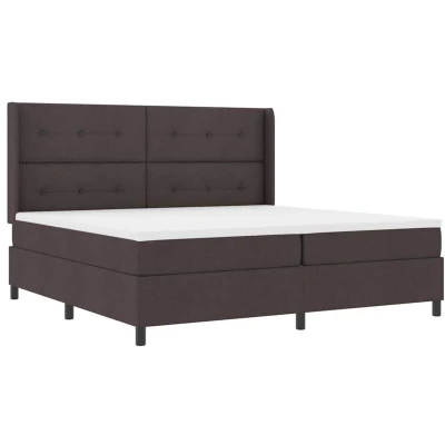 Image of vidaXL Box Spring Bed with Mattress Dark Brown 200x200 cm Fabric