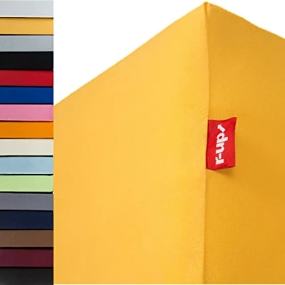Image of r up “Passt Fitted sheet 140 x 200 160 to 35 cm height, many colours, 100% cotton, 130 g/m², Oeko Tex, stress free, also for high mattresses (sun yellow)