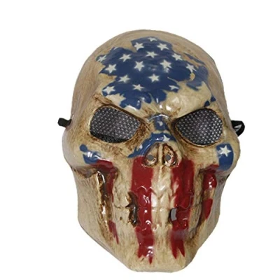 Image of The Rubber Plantation TM 619219292177 Purge Election Year Skull Mask with USA Flag Print Halloween Costume Skeleton Fancy Dress, Unisex Adult, One Size