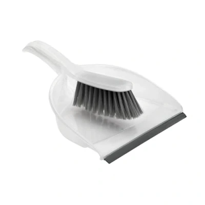 Image of HOMESHOPA Clear Grey Dustpan and Brush Set, Easy Sweep Rubber Lip Dirt Trapping Durable Bristles, Lightweight, Portable Sweeping Brush, Household Home Kitchen Indoor Cleaning