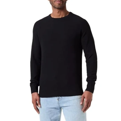 Image of JACK &amp; JONES Men&#039;s Jcomaze Knit Crew Neck Jumper, Black, XL