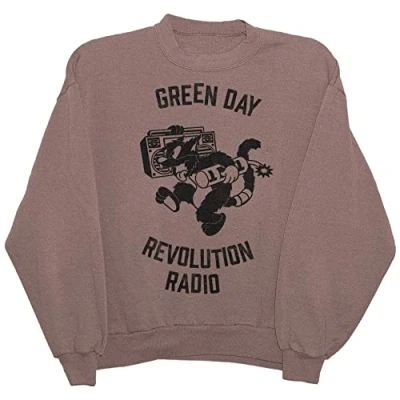 Image of Green Day Unisex Adult Standard Revolution Radio Sweatshirt, Brown, Medium