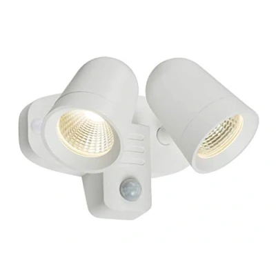 Image of KnightsBridge 230V IP65 18W LED White Twin Spot Floodlight with PIR