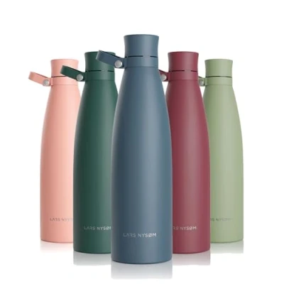 Image of LARS NYSØM Stainless Steel Insulated Water Bottle 25oz 34oz Thermo Flask for Hot and Cold Beverages Leakproof Drinking (Stone Blue, 750ml)