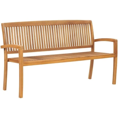 Image of vidaXL 3 Seater Stacking Garden Bench 159 cm Solid Teak Wood