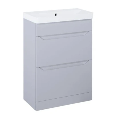 Image of Iflo Jalon 2 Drawer Floor Standing Base Unit 600mm (W) X 330mm (D) 800mm (H) Stone Matt