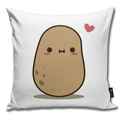 Image of QMS CONTRACTING LIMITED Throw Pillow Cover Cute Potato In Love Decorative Case Home Decor Square 18x18 Inches Pillowcase