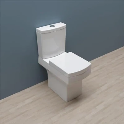 Image of Bathroom Modern Square Close Coupled Toilet Pan Soft Seat Cistern WC