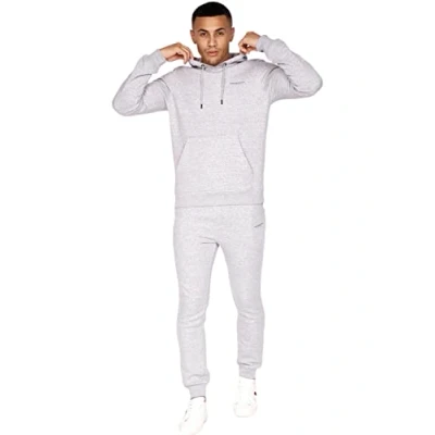 Image of Crosshatch full tracksuit Hooded Fleece Sweatshirt Zip Up Hoodie Jacket Sweatpants Joggers by Jeanbase Grey XXL