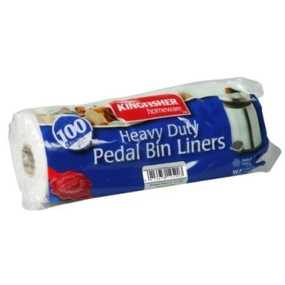 Image of Kingfisher Pedal Bin Liners, Pack of 100, White