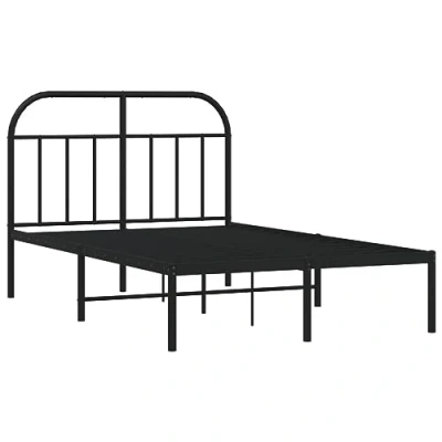 Image of vidaXL Robust Metal Double Bed Frame with Headboard, Extra Storage Space, Black, Perfect for Bedroom Assembly Required, Mattress not Included