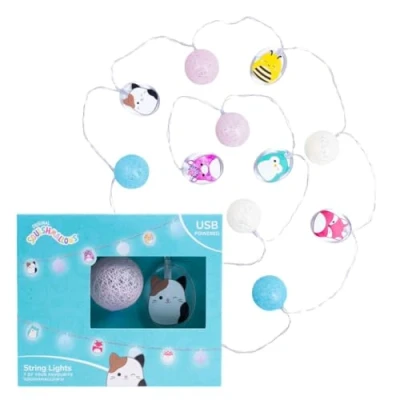 Image of Fizz Creations Squishmallows String Lights Officially Licensed USB Powered Vibrant LED Illuminated Pendants. for Bedroom.
