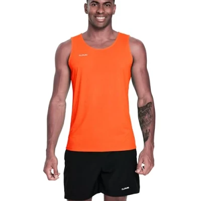 Image of TLRUN Men&#039;s Running Tank Top Ultra Lightweight Marathon Singlet Shirts Dry Fit Workout Sleeveless T Shirts(Large Orange)