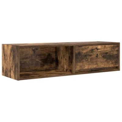 Image of vidaXL TV Cabinet/Bench Smoked Oak 100x31x25.5 cm Engineered Wood Living Room Storage/Sideboard