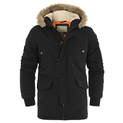 Image of SS7 Boys Faux Fur Padded Lined Winter Parka Coat Black