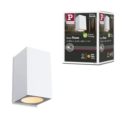Image of Paulmann 94711 LED outdoor luminaire wall Flame insect friendly IP44 rectangular 58x103mm 2200K 4W 265lm 230V 75 white metal gold light