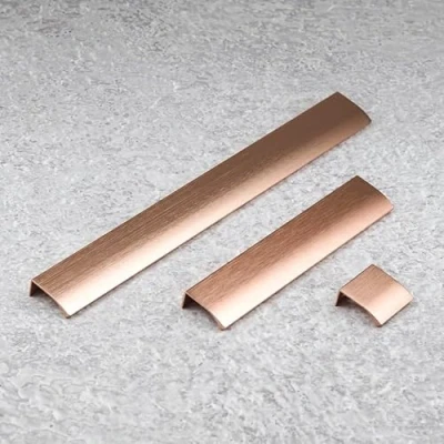 Image of 40mm Brushed Rose Gold Copper Profile Cabinet Handle Straight Cupboard Door Drawer Pull