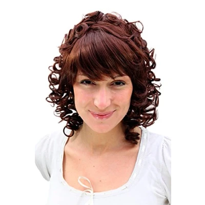 Image of Lady Quality Wig BROWN BRUNETTE Victorian Colonial Era Style CUTE FRINGE 2213 33 35cm Cosplay