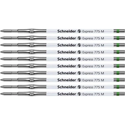 Image of Schneider Express 775 7764 Ballpoint Pen Cartridge Medium Tip ISO 12757 2 H Indelible Ink Pack of 10 Green