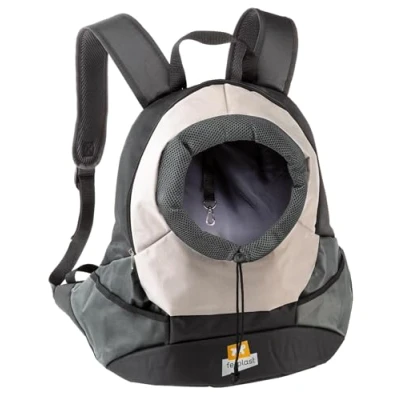 Image of Ferplast Pet Carrier Cat Dog Bag Portable Travel Backpack KANGOO L, Padded Shoulders, Sturdy and Durable Material, Grey, 42 x 20 43 cm