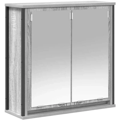 Image of vidaXL Bathroom Wall Cabinet with Mirror Grey Sonoma 60x21x60 cm