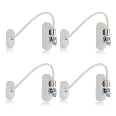 Image of XFORT Viper Key Locking Cable Window Restrictor in White, Durable Safety Lock for Child and Security
