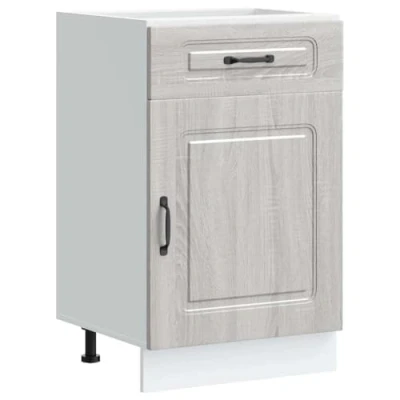 Image of vidaXL Kalmar Grey Engineered Wood Kitchen Base Cabinet with Adjustable Feet 80x46x81.5 cm Ideal Storage Solution for Organization