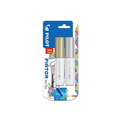 Image of PILOT Pintor Broad Line Chisel Point Marker 8mm Tip Gold and Silver (Pack of 2),3131910536819