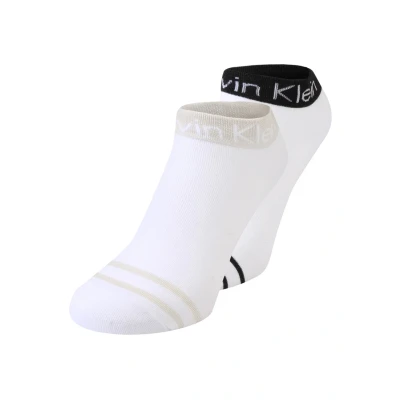 Image of Calvin Klein Women&#039;s Logo Welt Quarter 2 Pack, White, ONE Size (Pack of 2)