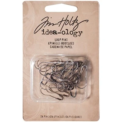 Image of Tim Holtz Idea ology Loop Pins, Pack of 24, Nickel, Brass and Copper Finishes, TH93200